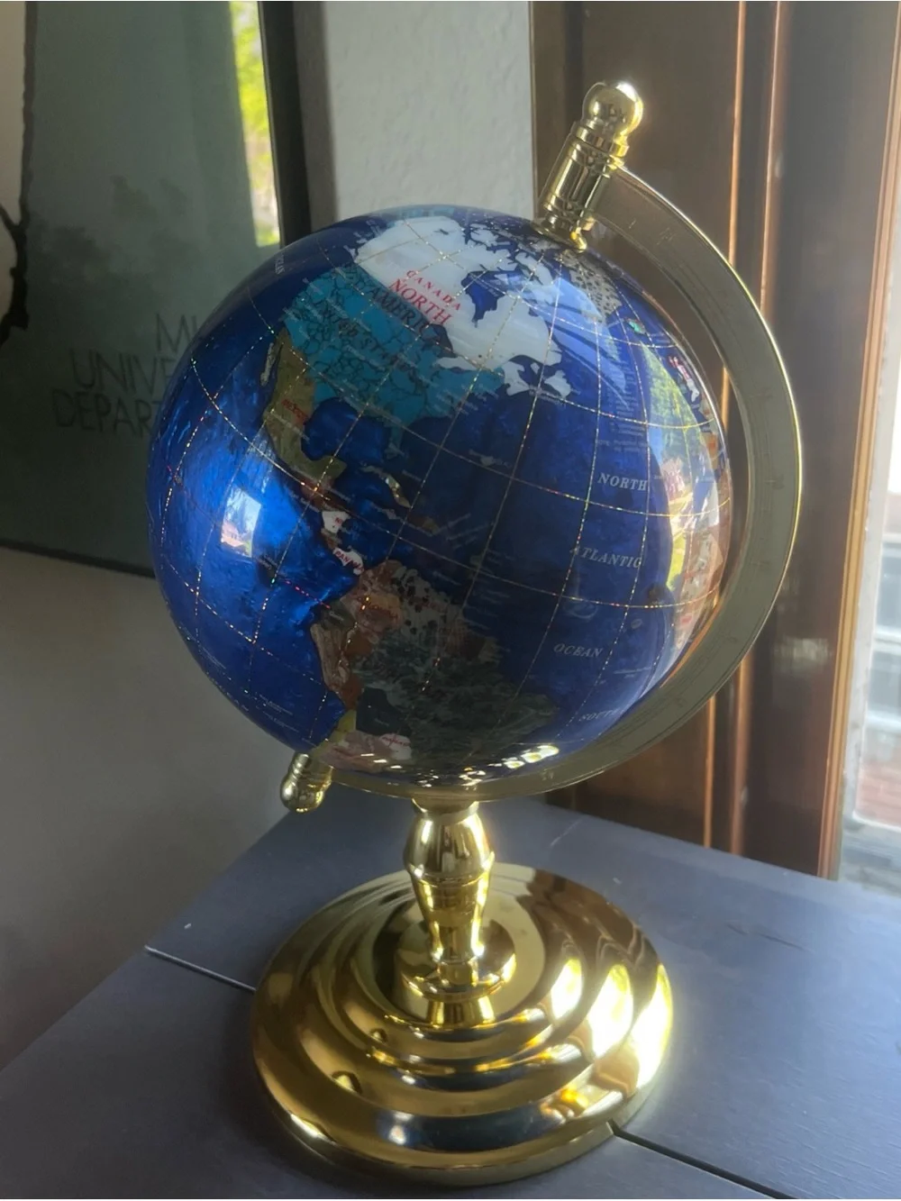 Stunning Semi-Precious Gem Stone Inlaid Globe